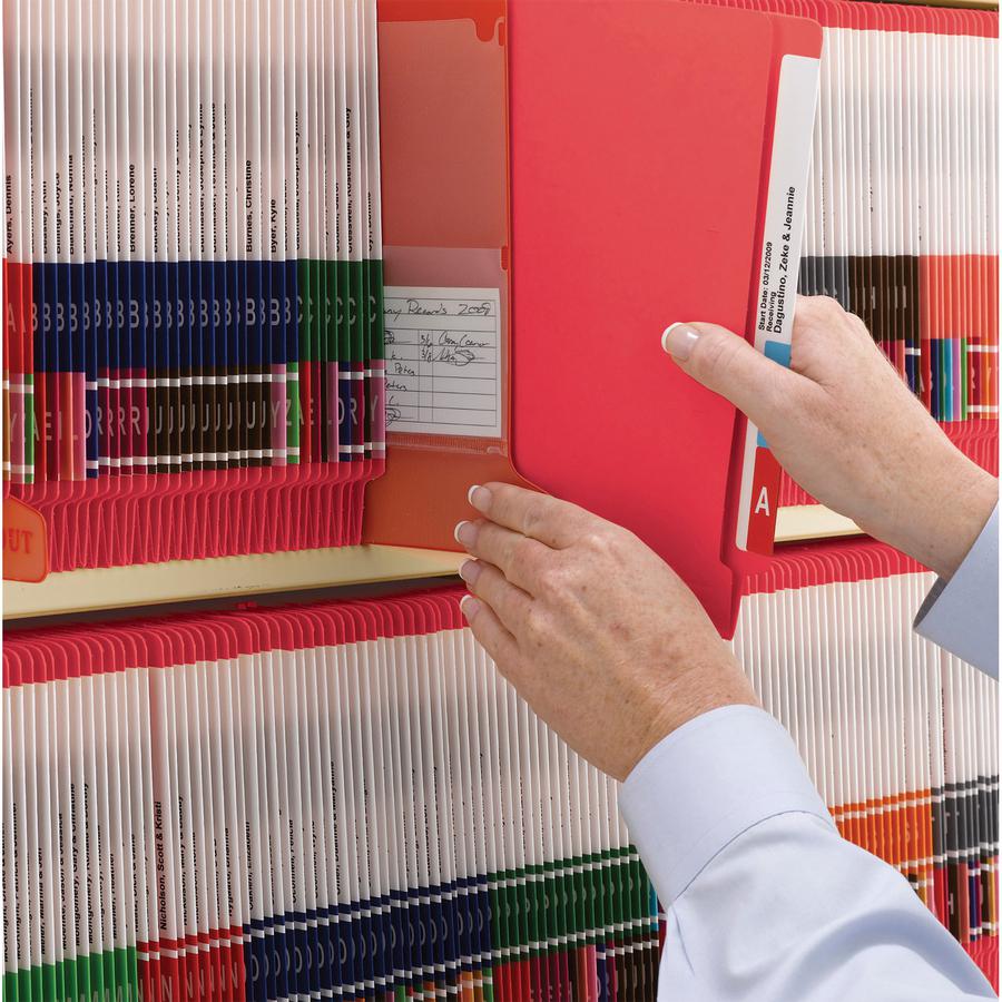 Smead Shelf-Master Straight Tab Cut Letter Recycled Fastener Folder - 8 1/2" x 11" - 3/4" Expansion - 2 x 2B Fastener(s) - 2" Fastener Capacity for Folder - End Tab Location - Red - 10% Recycled - 50 . Picture 5
