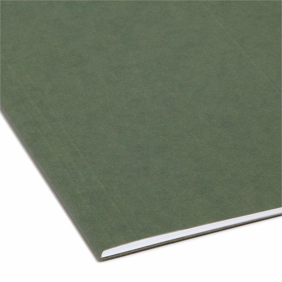 Smead 1/3 Tab Cut Letter Recycled Hanging Folder - 8 1/2" x 11" - Top Tab Location - Assorted Position Tab Position - Standard Green - 10% Recycled - 25 / Box. Picture 5
