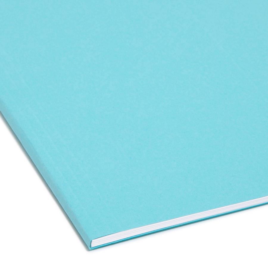 Smead Colored 1/5 Tab Cut Letter Recycled Hanging Folder - 8 1/2" x 11" - Top Tab Location - Assorted Position Tab Position - Aqua - 10% Recycled - 25 / Box. Picture 2