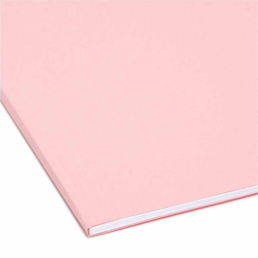 Smead Colored 1/5 Tab Cut Letter Recycled Hanging Folder - 8 1/2" x 11" - Top Tab Location - Assorted Position Tab Position - Vinyl - Pink - 10% Recycled - 25 / Box. Picture 2