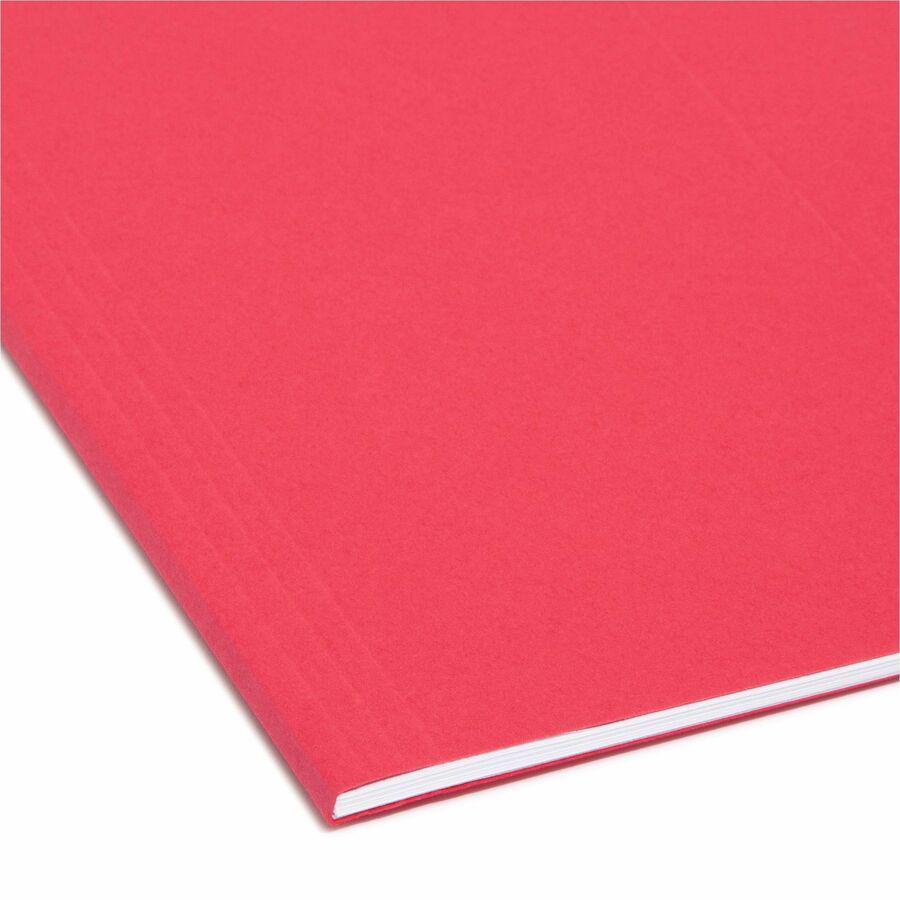 Smead Colored 1/5 Tab Cut Letter Recycled Hanging Folder - 8 1/2" x 11" - Top Tab Location - Assorted Position Tab Position - Vinyl - Red - 10% Recycled - 25 / Box. Picture 2