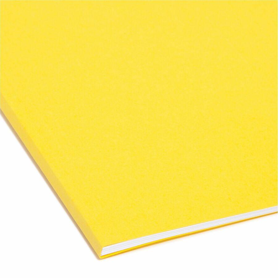 Smead Colored 1/5 Tab Cut Letter Recycled Hanging Folder - 8 1/2" x 11" - Top Tab Location - Assorted Position Tab Position - Vinyl - Yellow - 10% Recycled - 25 / Box. Picture 2