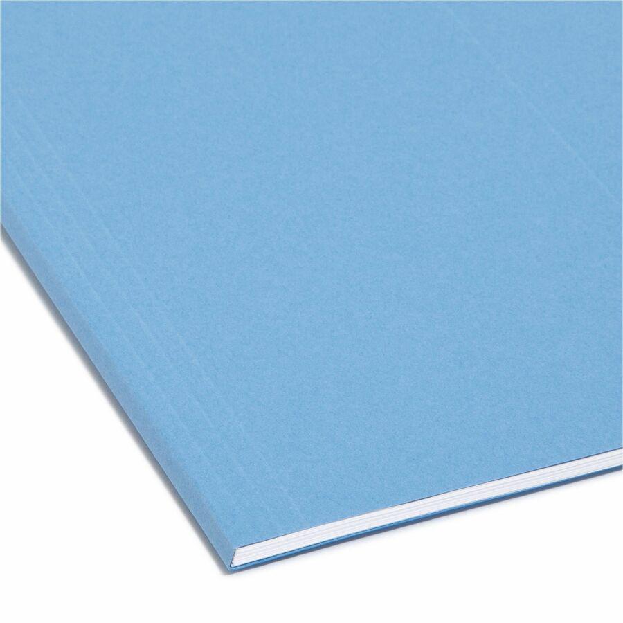 Smead Colored 1/5 Tab Cut Legal Recycled Hanging Folder - 8 1/2" x 14" - Top Tab Location - Assorted Position Tab Position - Vinyl - Blue - 10% Recycled - 25 / Box. Picture 2