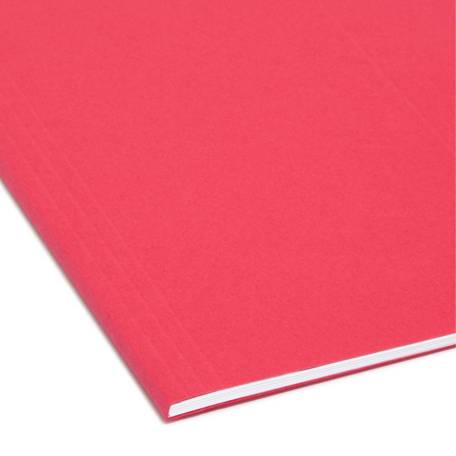 Smead Colored 1/5 Tab Cut Legal Recycled Hanging Folder - 8 1/2" x 14" - Top Tab Location - Assorted Position Tab Position - Vinyl - Red - 10% Recycled - 25 / Box. Picture 2