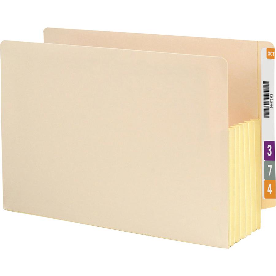 Smead Straight Tab Cut Legal Recycled File Pocket - 8 1/2" x 14" - 1200 Sheet Capacity - 5 1/4" Expansion - Manila - Manila - 10% Recycled - 10 / Box. Picture 2