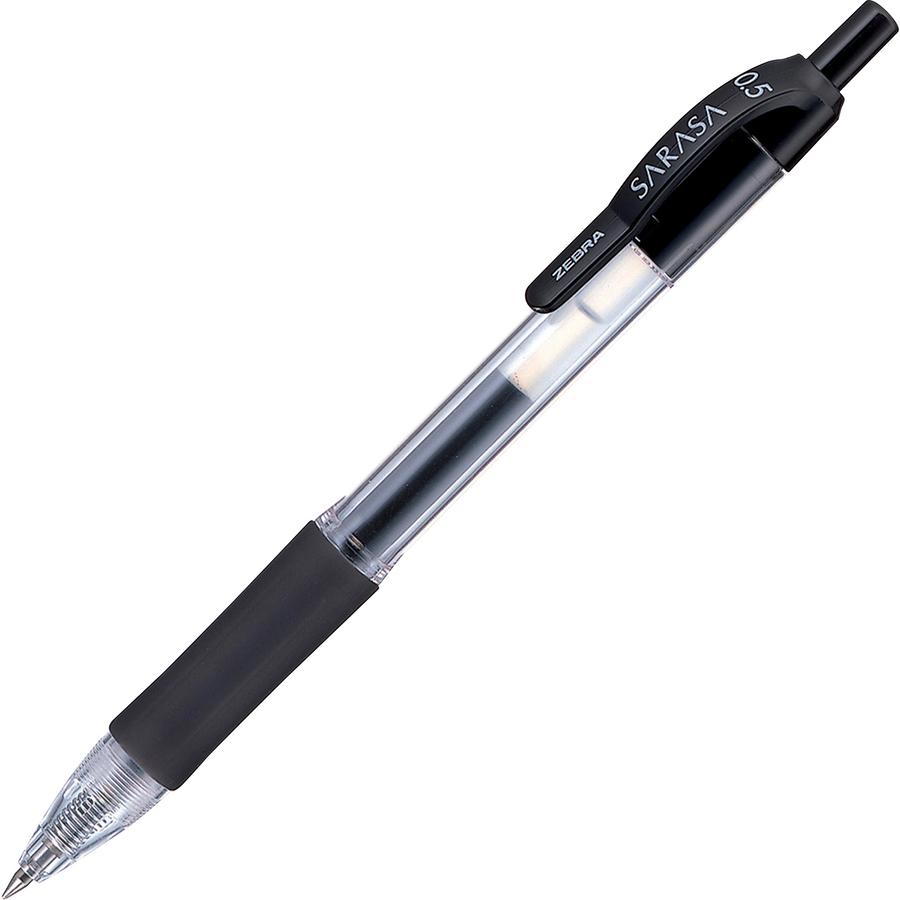 Zebra SARASA dry X20 Retractable Gel Pen - Fine Pen Point - 0.5 mm Pen Point Size - Retractable - Black Pigment-based Ink - Translucent Barrel - 1 Dozen. Picture 2
