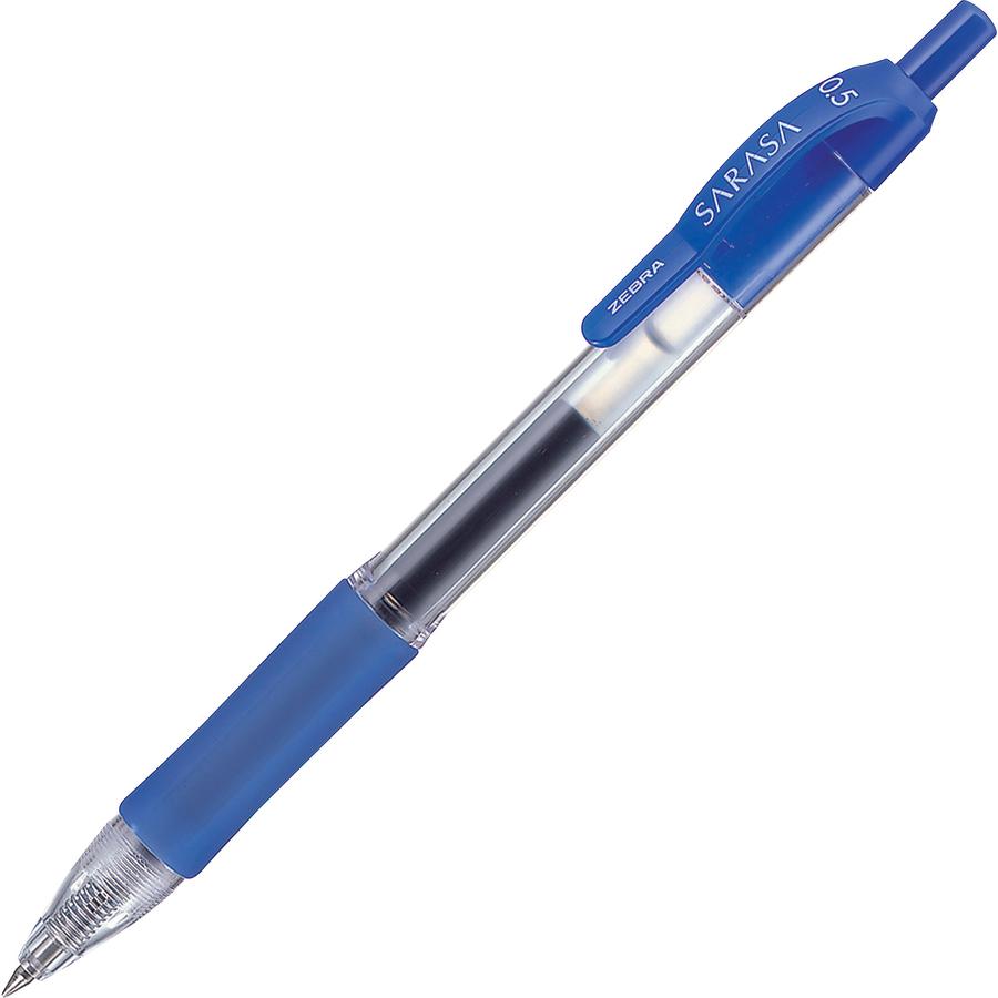 Zebra SARASA dry X20 Retractable Gel Pen - Fine Pen Point - 0.5 mm Pen Point Size - Refillable - Retractable - Blue Pigment-based Ink - Translucent Barrel - 1 Dozen. Picture 2