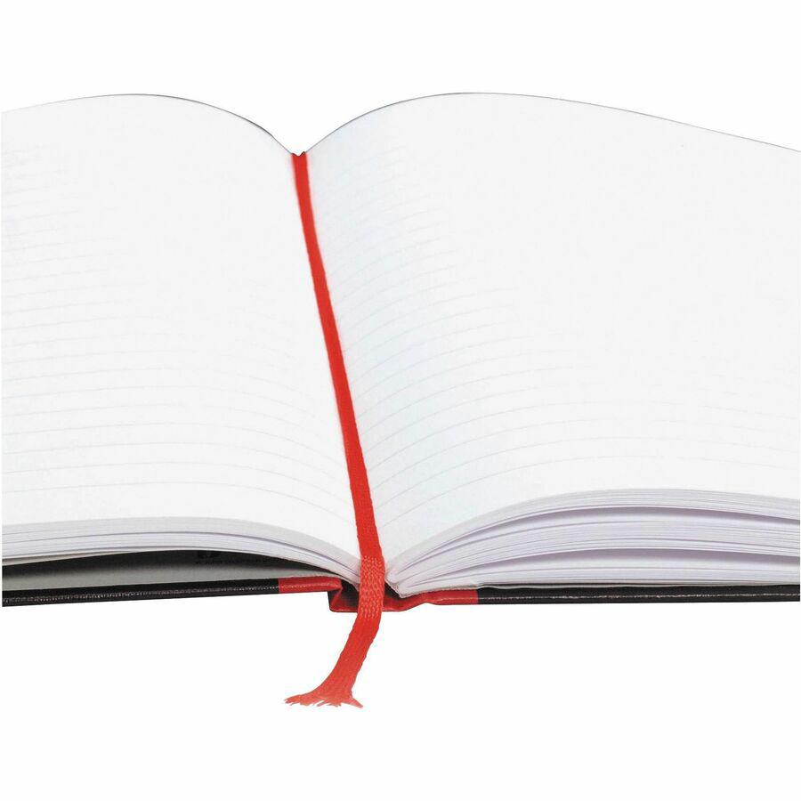 Black n' Red Casebound Ruled Notebooks - A5 - 96 Sheets - Sewn - 24 lb Basis Weight - 5 5/8" x 8 1/4" - White Paper - Red Binder - Black Cover - Ribbon Marker, Hard Cover - 1 Each. Picture 4