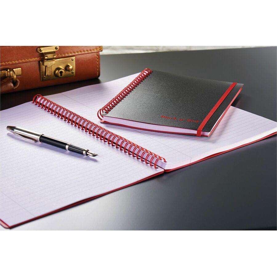 Black n' Red Wirebound Poly Notebook with Front Pocket - 70 Sheets - Wire Bound - Ruled - 24 lb Basis Weight - 8 1/4" x 11 3/4" - White Paper - Red Binder - Black Cover - Polypropylene Cover - Micro P. Picture 4