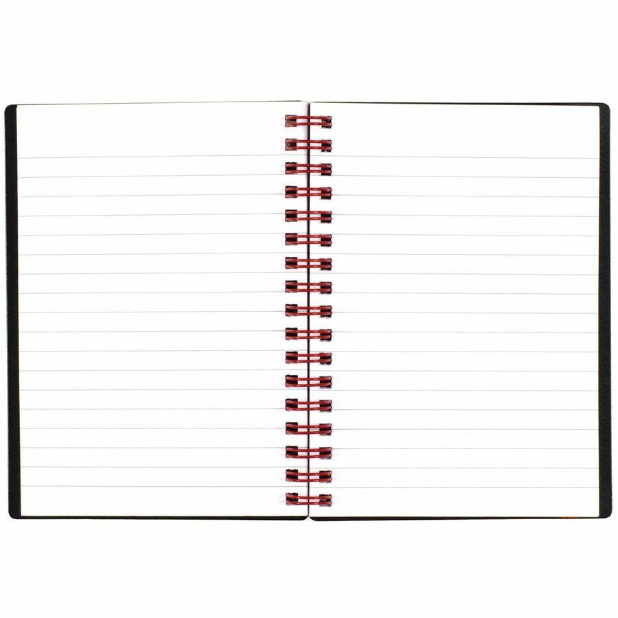 Black n' Red Business Notebook - 70 Sheets - Double Wire Spiral - 24 lb Basis Weight - A6 - 4 1/8" x 5 7/8" - White Paper - Red Binding - BlackPolypropylene Cover - Perforated, Wipe-clean Cover, Strap. Picture 2