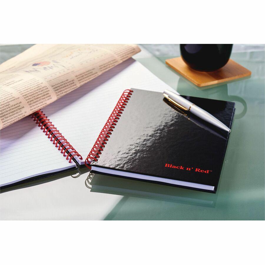 Black n' Red Hardcover Business Notebook - 70 Sheets - Double Wire Spiral - 24 lb Basis Weight - 8 1/2" x 11" - White Paper - Red Binder - Black Cover - Perforated, Laminated, Wipe-clean Cover, Hard C. Picture 3