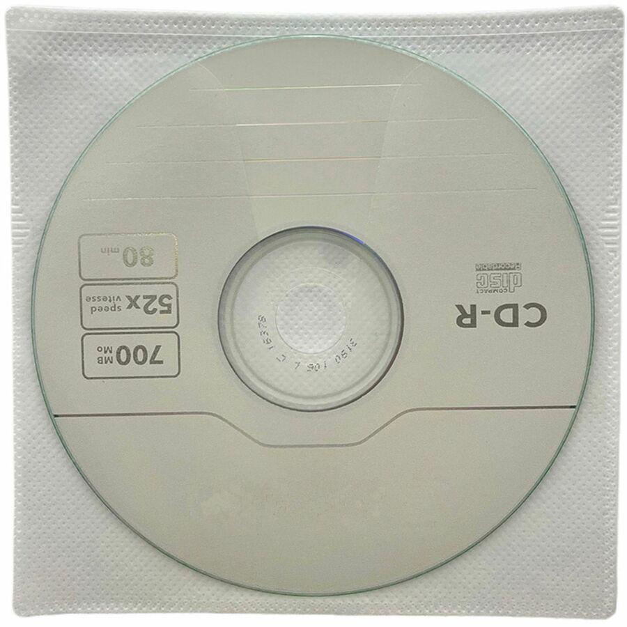 Compucessory Self-Adhesive Poly CD/DVD Holders - 1 x CD/DVD Capacity - White - Polypropylene - 50 / Pack. Picture 2