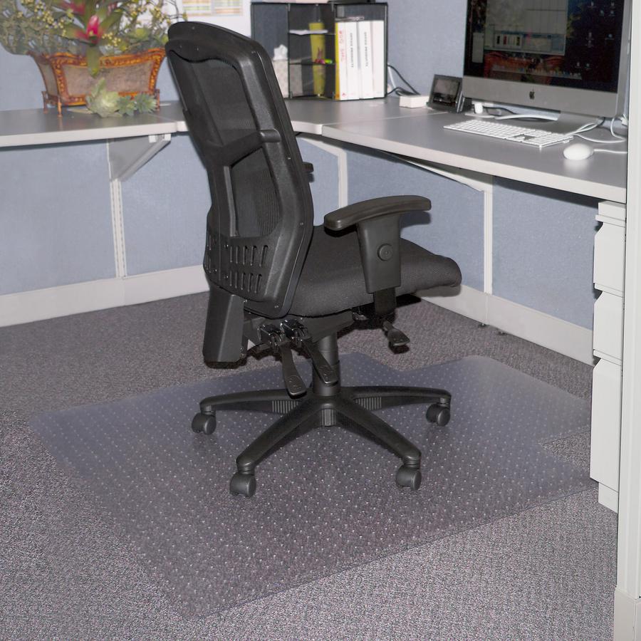 Lorell Low Pile Standard Lip Economy Chairmat - Carpeted Floor - 48" Length x 36" Width x 0.095" Thickness - Lip Size 10" Length x 19" Width - Rectangular - Vinyl - Clear - 1Each. Picture 2
