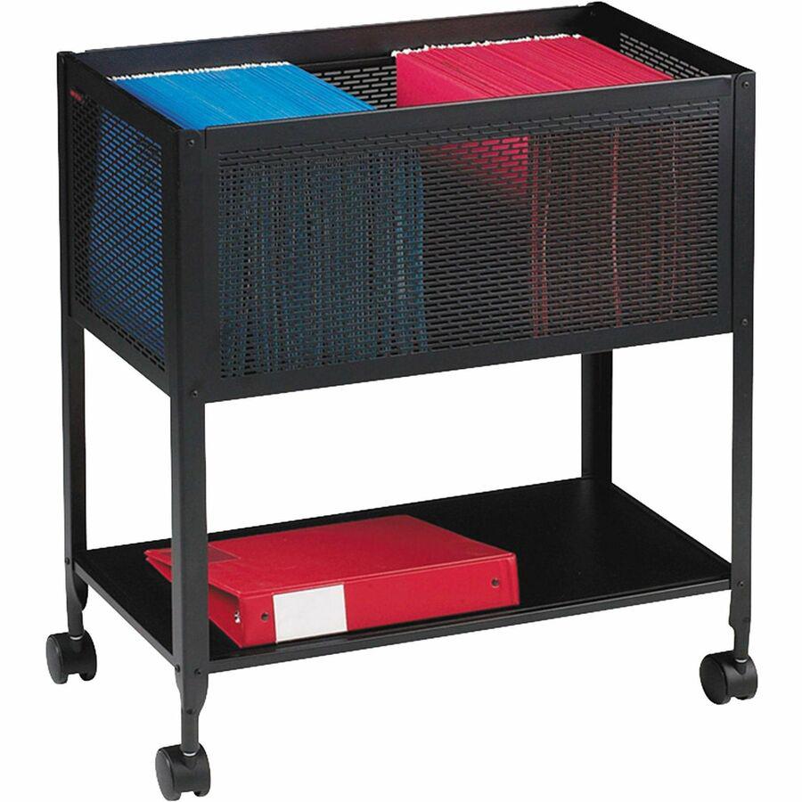 Lorell Mesh Rolling File - 4 Casters - Steel - x 13.3" Width x 24.2" Depth x 27.7" Height - Black - 1 Each. Picture 2