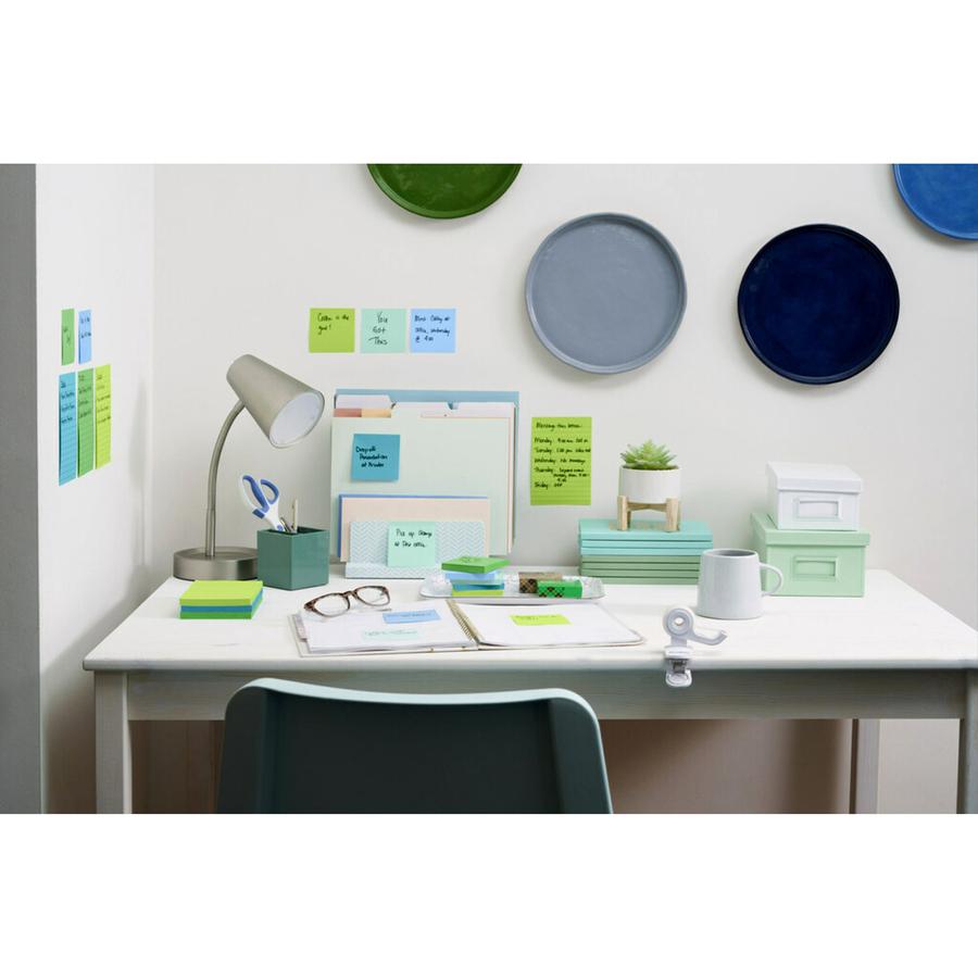 Post-it&reg; Super Sticky Recycled Notes - Oasis Color Collection - 1080 - 3" x 3" - Square - 90 Sheets per Pad - Unruled - Washed Denim, Fresh Mint, Limeade, Lucky Green, Sea Glass - Paper - Self-adh. Picture 2