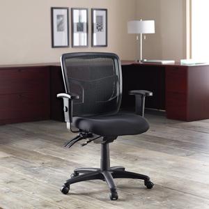 Lorell ErgoMesh Series Managerial Mid-Back Chair - Black Fabric Seat - Black Back - Black Frame - 5-star Base - 1 Each. Picture 4