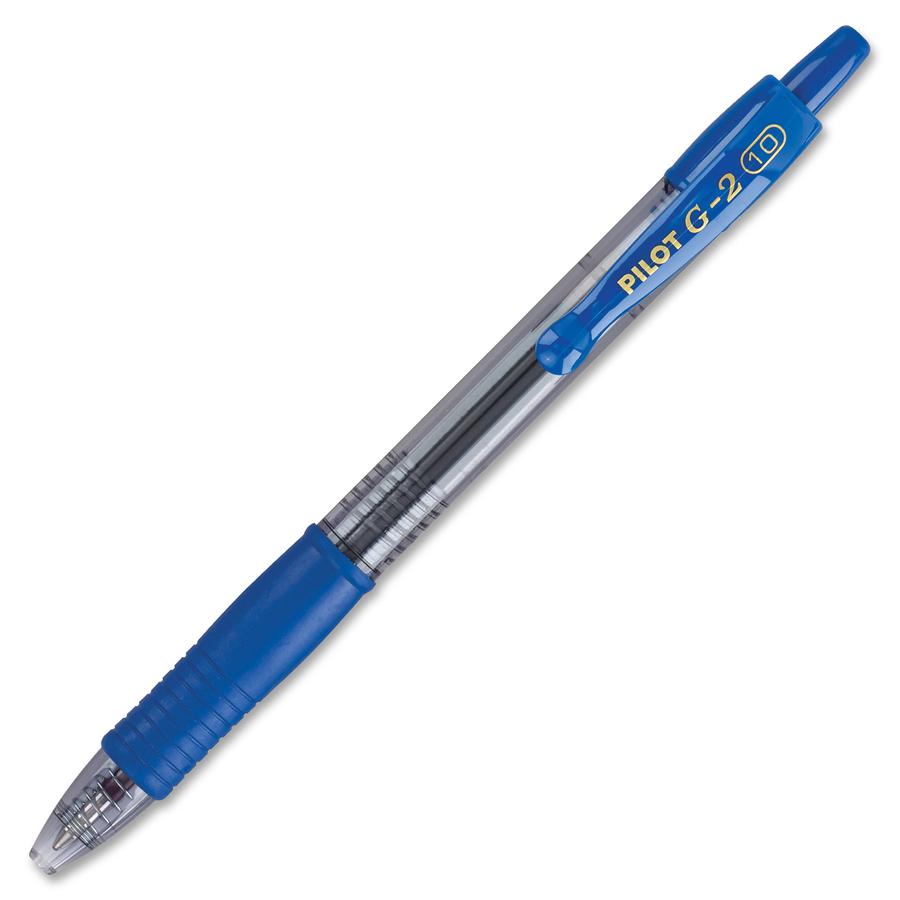 Pilot G2 Bold Point Retractable Gel Pens - Bold Pen Point - 1 mm Pen Point Size - Refillable - Retractable - Blue Gel-based Ink - Clear Barrel - 1 Dozen. Picture 3