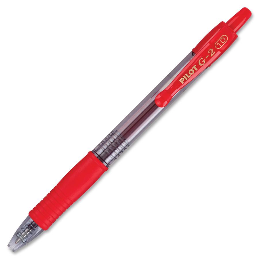 Pilot G2 Bold Point Retractable Gel Pens - Bold Pen Point - 1 mm Pen Point Size - Refillable - Retractable - Red Gel-based Ink - Clear Barrel - 1 Dozen. Picture 4