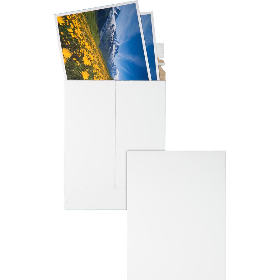 Quality Park Sturdy Fiberboard Photo Mailers - Board - 6" Width x 8" Length - Self-sealing - Fiberboard - 25 / Box - White. Picture 6