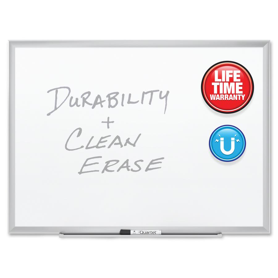 Quartet Premium DuraMax Magnetic Whiteboard - 48" (4 ft) Width x 36" (3 ft) Height - White Porcelain Surface - Silver Aluminum Frame - Rectangle - Horizontal/Vertical - 1 Each - TAA Compliant. Picture 5