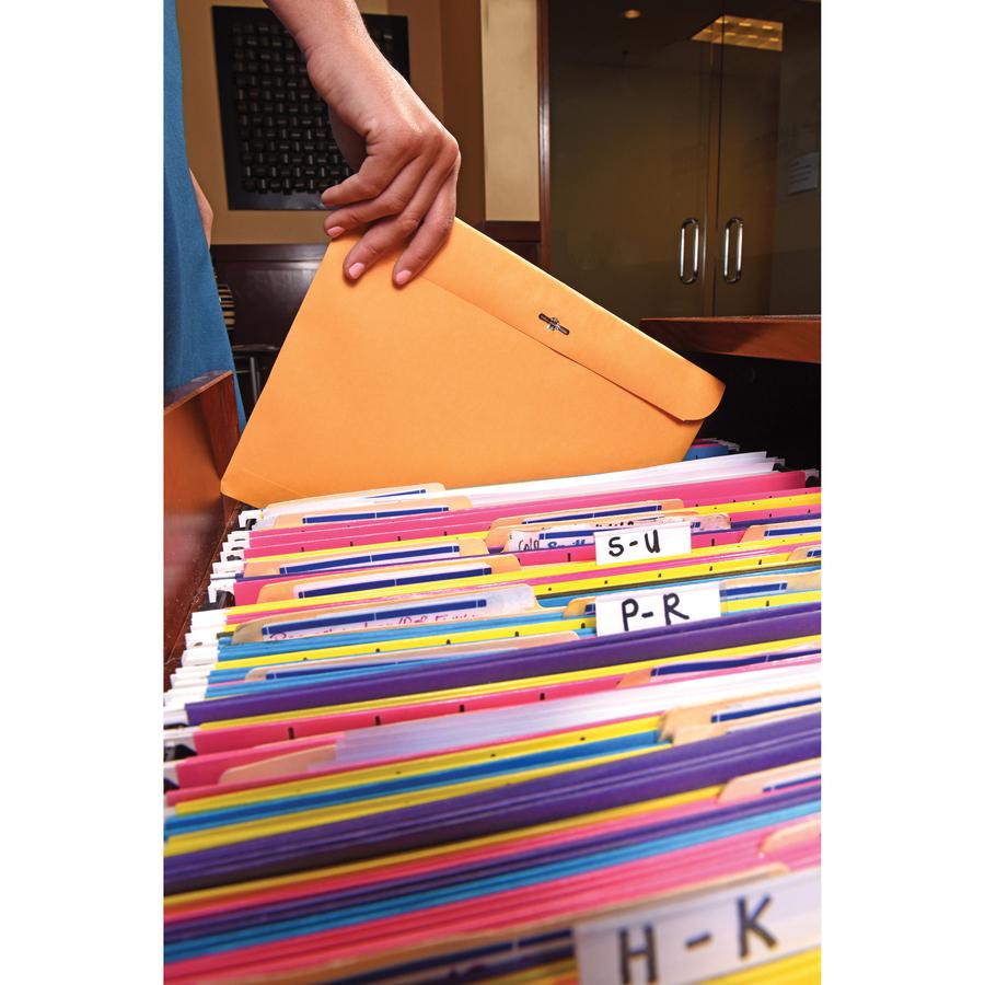 Quality Park Redi-file Clasp Envelopes - Clasp - #90 - 9" Width x 12" Length - 28 lb - Clasp - Kraft - 100 / Box - Kraft. Picture 3