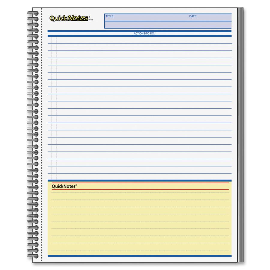 Mead QuickNotes Professional Planner Notebook - Action - 8 1/2" x 11" Sheet Size - Spiral Bound - Assorted - Linen - Perforated, Pocket, Notes Area - 1 Each. Picture 4