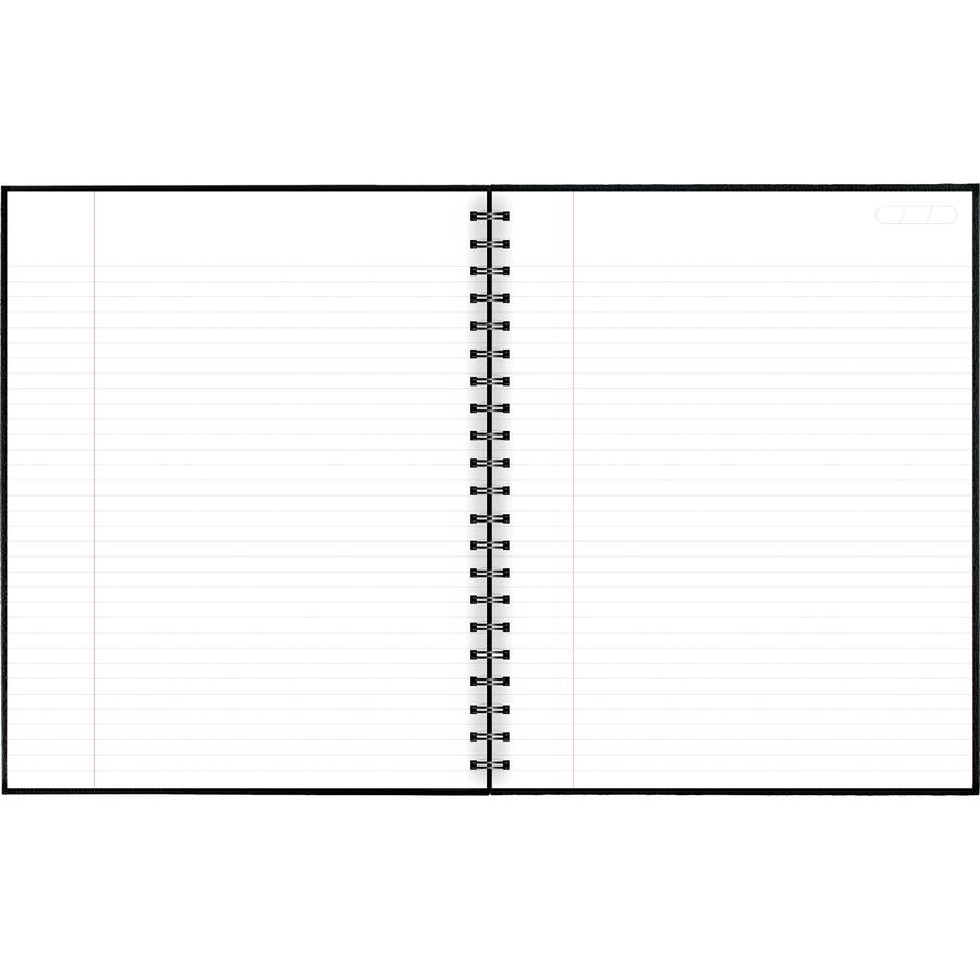 Mead Hardbound Business Notebook - Letter - 96 Sheets - Wire Bound - 0.28" Ruled - 20 lb Basis Weight - Letter - 8 1/2" x 11" - White Paper - BlackLinen Cover - Pocket, Tab, Bond Paper, Perforated, Bl. Picture 4