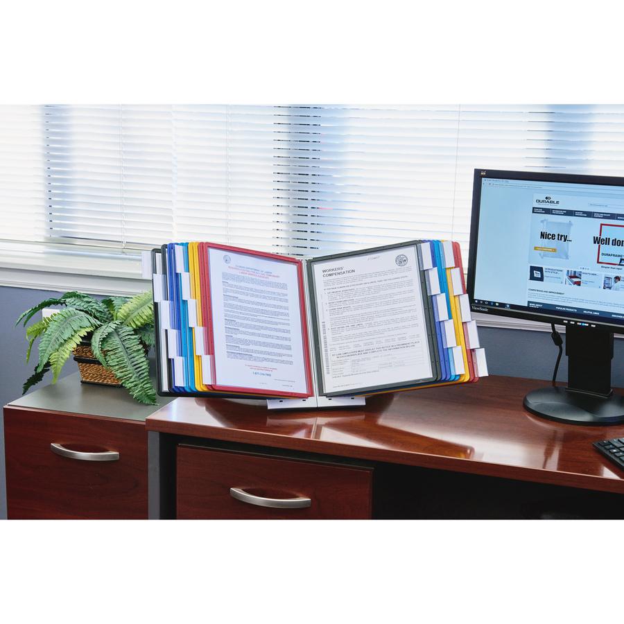 DURABLE&reg; SHERPA&reg; Desktop Reference Display System - Desktop - 10 Double Sided Panels - Letter Size - Anti-Reflective/Non-Glare - Assorted Colors. Picture 9