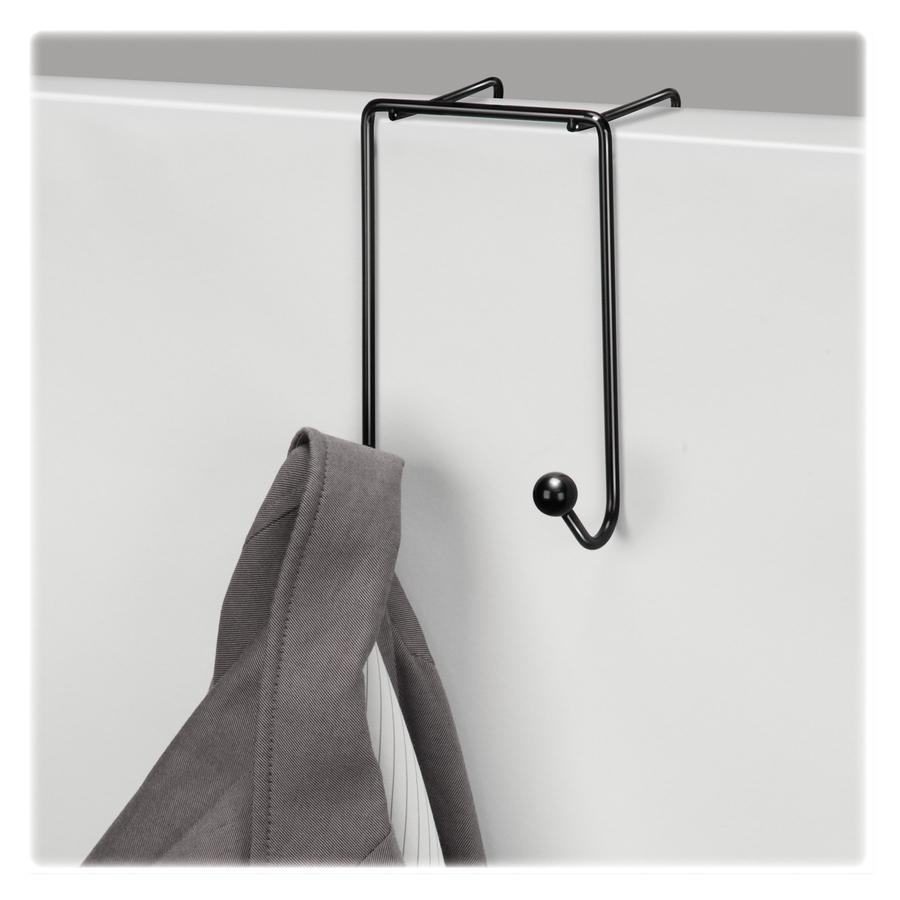 Fellowes Wire Partition Additions&trade; Double Coat Hook - 2 Hooks - for Coat, Umbrella, Sweater, Wall - Plastic, Wire - Black - 1 Each. Picture 3