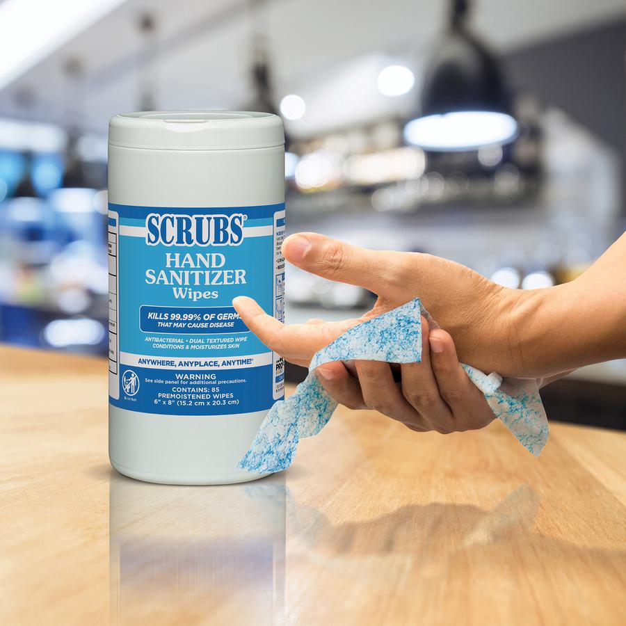 SCRUBS Hand Sanitizer Wipes - Blue, White - 85 Per Canister - 1 Each. Picture 2