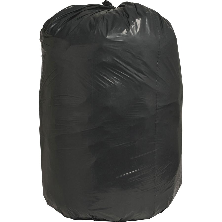 Nature Saver Black Low-density Recycled Can Liners - Extra Large Size - 60 gal Capacity - 38" Width x 58" Length - 1.25 mil (32 Micron) Thickness - Low Density - Black - Plastic - 100/Carton - Cleanin. Picture 2