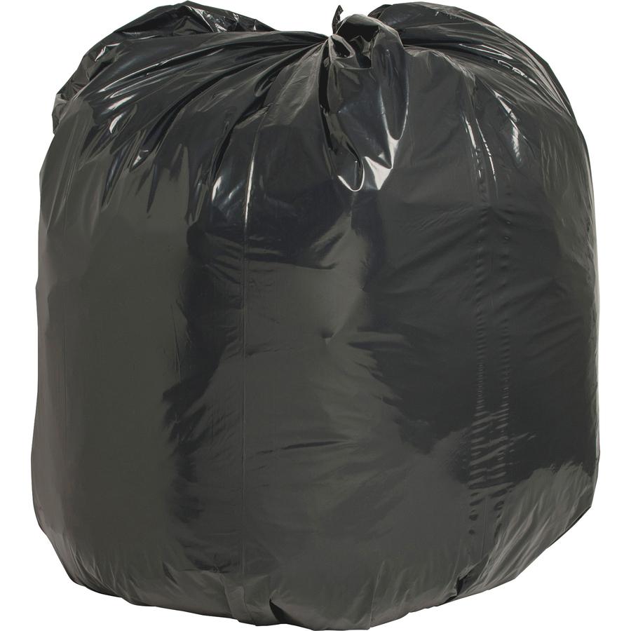 Nature Saver Black Low-density Recycled Can Liners - Extra Large Size - 56 gal Capacity - 43" Width x 48" Length - 1.65 mil (42 Micron) Thickness - Low Density - Black - Plastic - 100/Carton - Cleanin. Picture 2