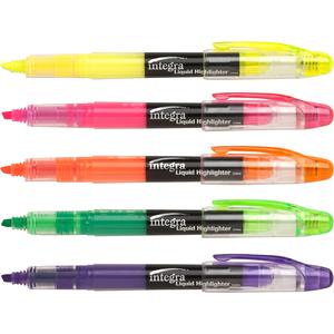 Integra Liquid Highlighters - Fine Marker Point - Chisel Marker Point Style - Assorted - 5 / Set. Picture 4