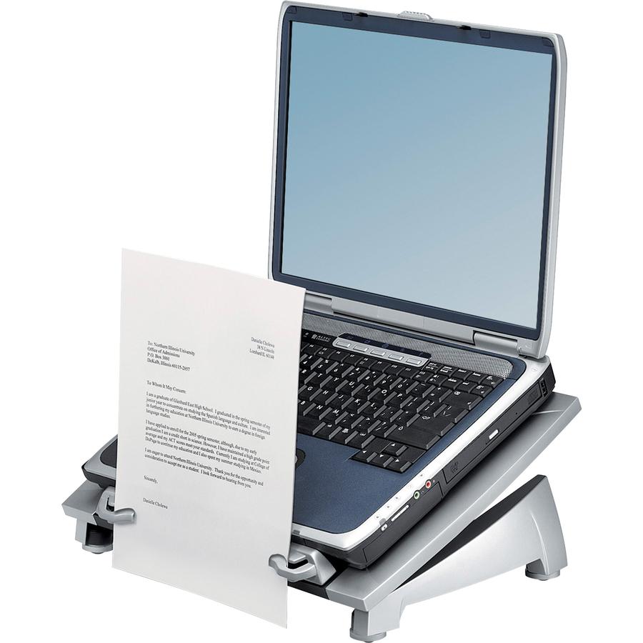 Fellowes Office Suites&trade; Laptop Riser Plus - Up to 17" Screen Support - 10 lb Load Capacity - 6.5" Height x 15.1" Width x 10.5" Depth - Silver, Black. Picture 4