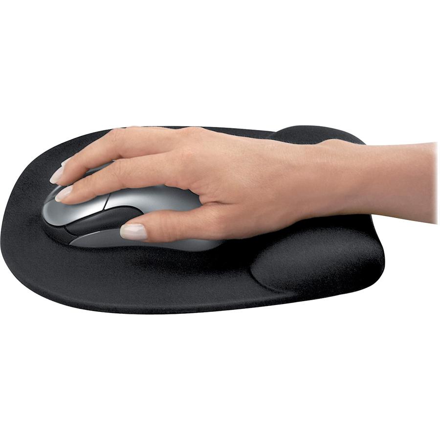 Fellowes Memory Foam Mouse Pad/Wrist Rest- Black - 1" x 7.94" x 9.25" Dimension - Black - Memory Foam - Wear Resistant, Tear Resistant, Skid Proof - 1 Pack. Picture 2