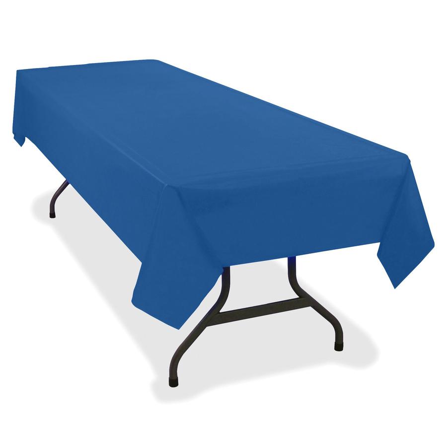 Tablemate Heavy-duty Plastic Table Covers - 108" Length x 54" Width - Plastic - Blue - 6 / Pack. Picture 2