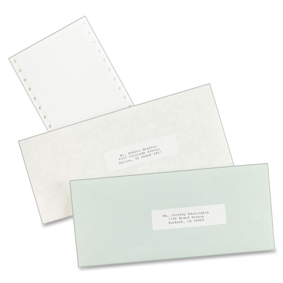 Avery&reg; Address Label - 5" Width x 2 15/16" Length - Permanent Adhesive - Dot Matrix - White - 1 / Sheet - 3000 Total Label(s) - 3000 / Box. Picture 2