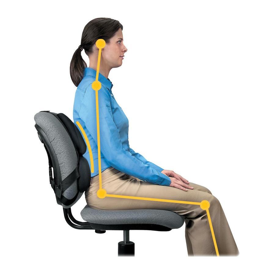 Fellowes Professional Series Back Support with Microban&reg; Protection - Strap Mount - Black - Fabric, Memory Foam. Picture 2