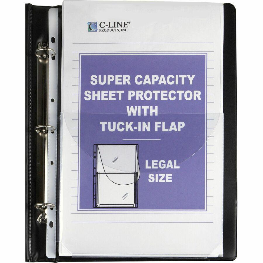 C-Line Super Capacity Super Heavyweight Vinyl Sheet Protectors with Tuck-In Flap - Clear, Top Loading, 11 x 8-1/2, 10/PK. Picture 4