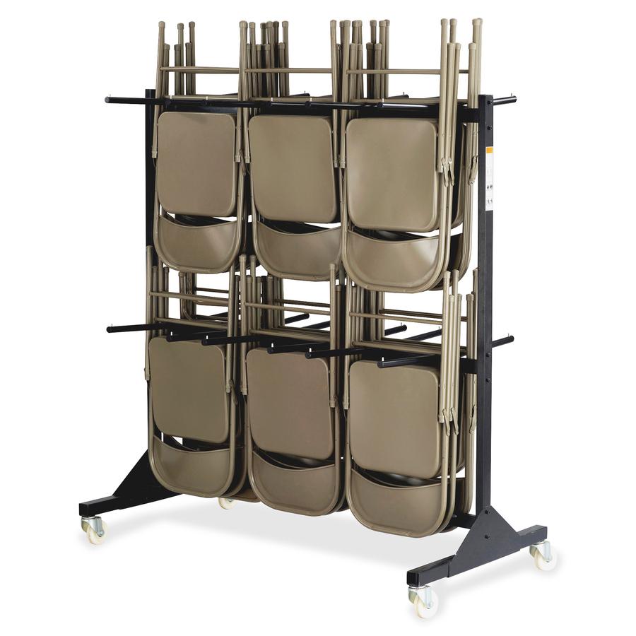 Safco Double Tier Chair Cart - 840 lb Capacity - 4 Casters - 4" Caster Size - Steel - x 64.5" Width x 33.5" Depth x 70.3" Height - Black - 1 Each. Picture 3