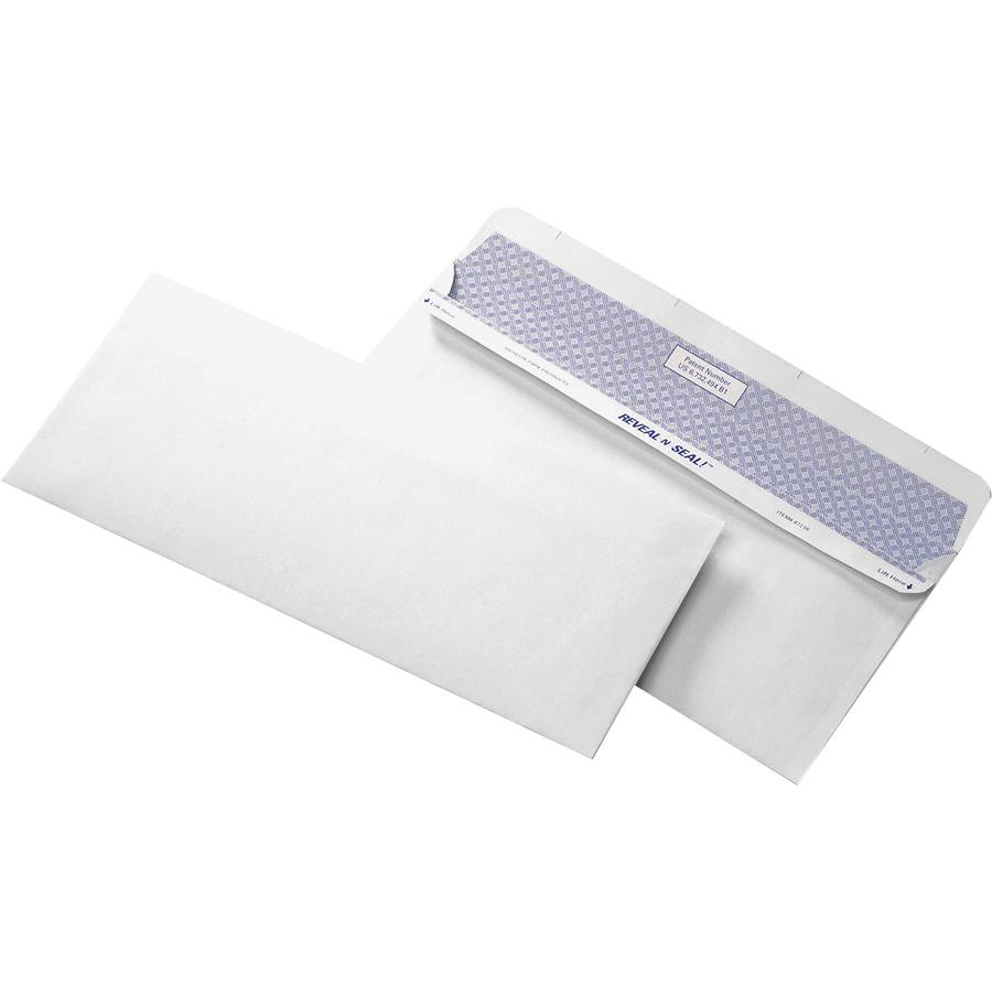 Quality Park Reveal-n-seal Envelopes - Security - #10 - 9 1/2" Width x 4 1/8" Length - 24 lb - 500 / Box - White. Picture 4