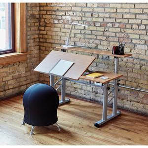 Safco Height-Adjustable Split Level Drafting Table - Rectangle Top - Adjustable Height - 26.50" to 37.25" Adjustment - Assembly Required - Medium Oak - Steel, Wood - 1 Each. Picture 3