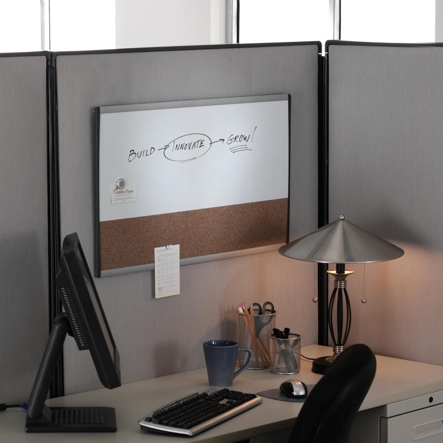 Quartet Arc Cubicle Combination Board - 30" (2.5 ft) Width x 18" (1.5 ft) Height - White Cork Surface - Silver Aluminum Frame - Horizontal - Magnetic - 1 Each. Picture 4