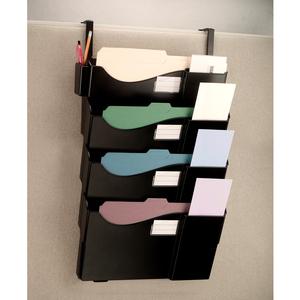 Officemate Grande Central Filing System, 4 Pockets w/Hanger Set - 4 Pocket(s) - 27.5" Height x 16.6" Width x 5" Depth - Wall Mountable - Black - 1 / Pack. Picture 3