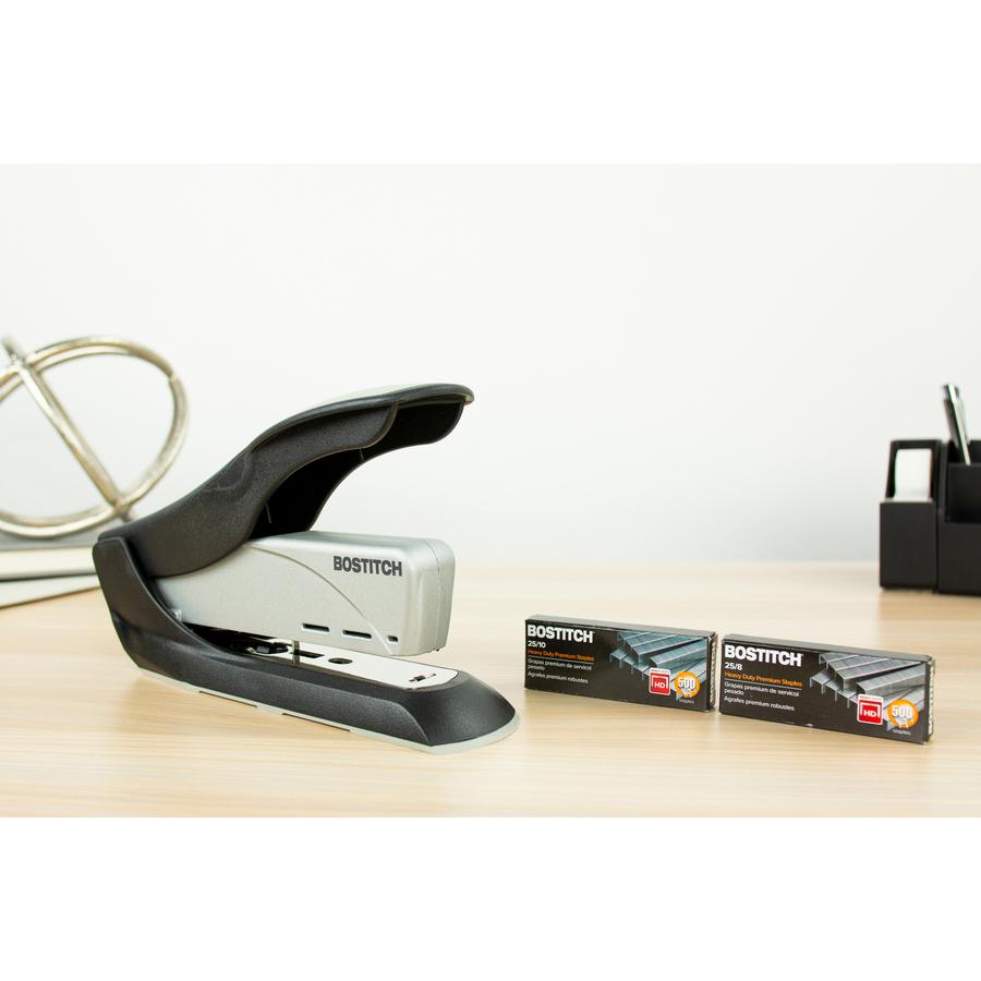 Bostitch Spring-Powered Antimicrobial Heavy Duty Stapler - 65 Sheets Capacity - 500 Staple Capacity - 5/16" , 3/8" Staple Size - Black, Gray. Picture 2