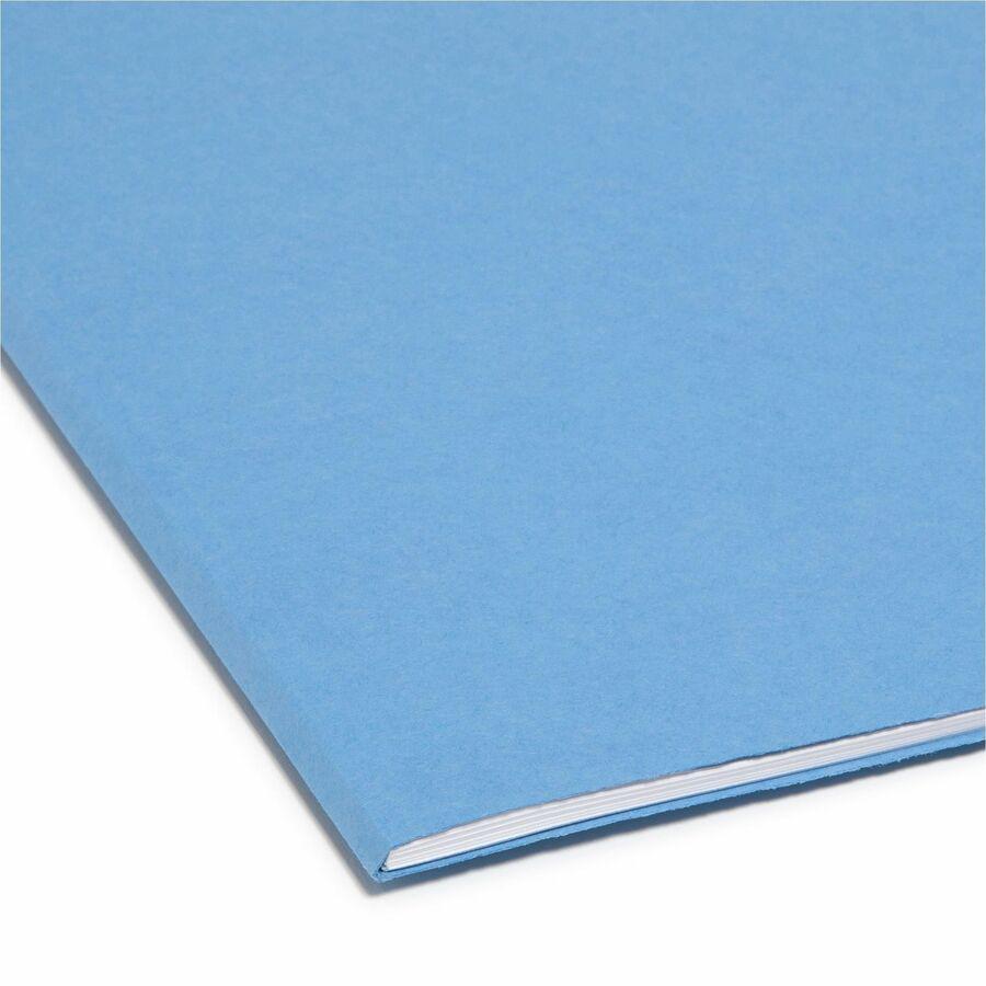 Smead Colored Straight Tab Cut Legal Recycled Top Tab File Folder - 8 1/2" x 14" - 3/4" Expansion - Blue - 10% Recycled - 100 / Box. Picture 2