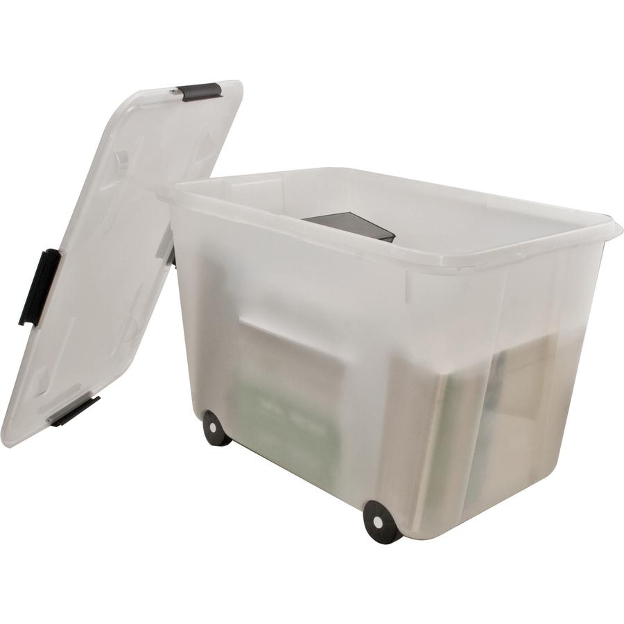 Advantus 15-gallon Rolling Storage Tub - External Dimensions: 23.8" Width x 15.8" Depth x 15.8" Height - 15 gal - Stackable - Plastic - Clear - For Document - 1 Each. Picture 4