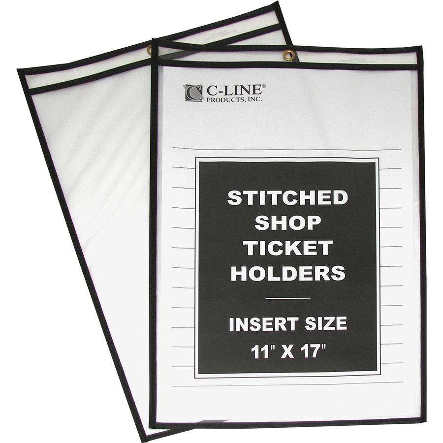 C-Line Shop Ticket Holders, Stitched - Both Sides Clear, 11 x 17, 25/BX, 46117. Picture 2