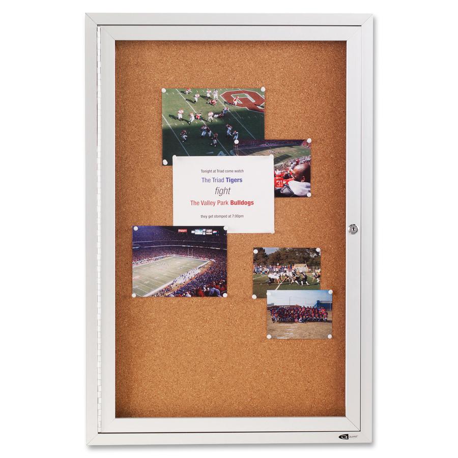 Quartet Enclosed Cork Bulletin Board for Outdoor Use - 36" Height x 24" Width - Brown Cork Surface - Hinged, Wear Resistant, Tear Resistant, Water Resistant, Shatter Proof, Acrylic Glass, Weather Resi. Picture 2