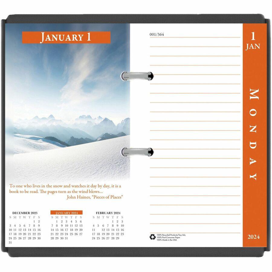 House of Doolittle Earthscapes 17-Base Desk Calendar Refill - Julian Dates - Daily - January 2024 - December 2024 - 1 Day Double Page Layout - 3 1/2" x 6" Sheet Size - Desktop - Multi - 1 Each. Picture 2